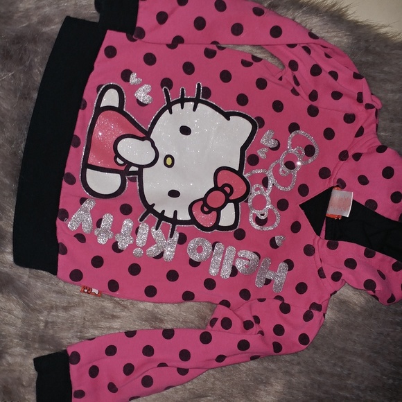 Hello Kitty | Girls Youth Kids Pink Polka Dot Hooded Sweatshirt Pullover 5 - Picture 1 of 6